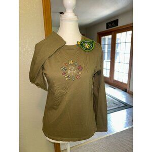 NWT Life Is Good Womens Crusher Long Sleeved Circling Leaves Shirt Size XS Mocha
